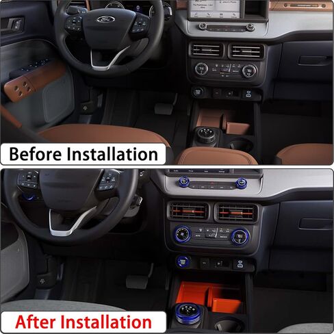 Air Conditioner Knob Cover for Ford Maverick Accessories 2022 2023 2024 Center Console Volume Radio Headlight Knob Trim Gear Shift Switch Ring Engine Start Stop Button Cap (7pcs, Black) in Kuwait