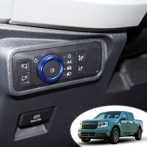 Air Conditioner Knob Cover for Ford Maverick Accessories 2022 2023 2024 Center Console Volume Radio Headlight Knob Trim Gear Shift Switch Ring Engine Start Stop Button Cap (7pcs, Black) in Kuwait