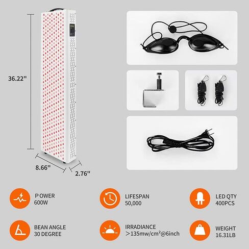 جهاز العلاج بالضوء الأحمر، 400 مصباح LED 660 نانومتر 850 نانومتر أحمر بالقرب من الأشعة تحت الحمراء، لوحة علاج بالضوء مع مؤقت لكامل الجسم، والعناية بالبشرة، وتخفيف آلام العضلات والمفاصل، وتحسين النوم (سلسلة R Pro Max) in Kuwait