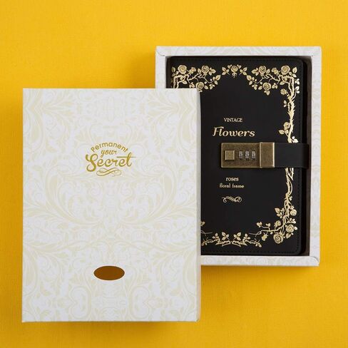 CAGIE Diary with Lock for Women Lockable Secrets Journal, Hot Foil Stamping Embossed Design Cover Black Diary, 224 Pages Thick Refillable Journal with Lock for Adults Kids in Saudi Arabia