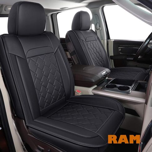 LUCKYMAN CLUB D01-ZGJ Ram Seat Covers, Fit for 2011-2024 Ram 1500 2500 3500 1500 Classic Crew Quad Regular Cab(Front Pair - Large Front, Black 2 pcs) in Saudi Arabia