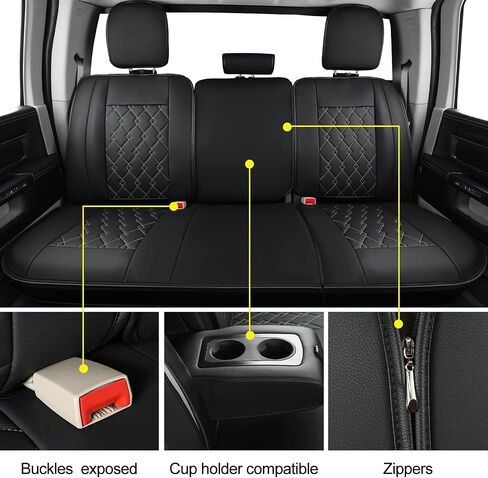 LUCKYMAN CLUB D01-ZGJ Ram Seat Covers, Fit for 2011-2024 Ram 1500 2500 3500 1500 Classic Crew Quad Regular Cab(Front Pair - Large Front, Black 2 pcs) in Saudi Arabia