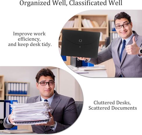 توسيع مجلدات الملفات من جلد البولي يوريثان، حقيبة منظم ملفات الأعمال، مجلدات الجيب المحمولة، 13 جيبًا، حجم حرف A4، تخزين محفظة المستندات (أسود) in Kuwait