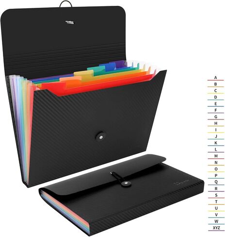Uquelic 2 Pack 7 Pockets Expanding File & Cover Folder with Labels, Rainbow Twill A4 File Organizer, Plastic Portable Desktop Supplies Accordion Document Holder in Saudi Arabia