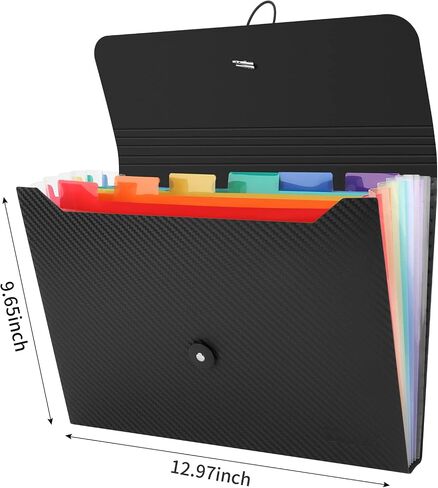 Uquelic 2 Pack 7 Pockets Expanding File & Cover Folder with Labels, Rainbow Twill A4 File Organizer, Plastic Portable Desktop Supplies Accordion Document Holder in Saudi Arabia