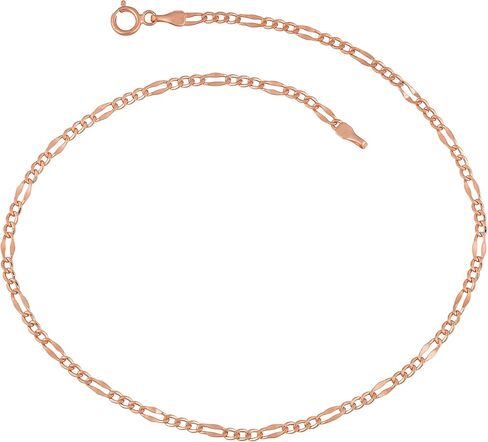 خلخال بسلسلة فيجارو من الذهب الوردي عيار 14 قيراط من Kooljewelry (2.3 مم، 10 بوصة) in Saudi Arabia