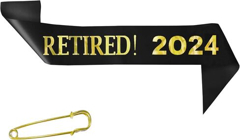 2024 Retirement Sash - Celebrate Retirement Luxurious Glitter Sash for Women with Oversized Metal Pin. Perfect for Retirement Parties, & Special Events by JPACO (Black 2024) in Saudi Arabia