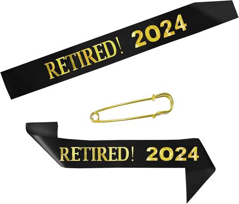 2024 Retirement Sash - Celebrate Retirement Luxurious Glitter Sash for Women with Oversized Metal Pin. Perfect for Retirement Parties, & Special Events by JPACO (Black 2024) in Saudi Arabia