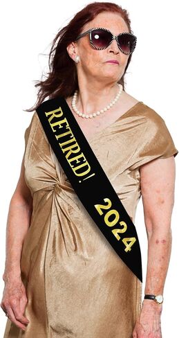 2024 Retirement Sash - Celebrate Retirement Luxurious Glitter Sash for Women with Oversized Metal Pin. Perfect for Retirement Parties, & Special Events by JPACO (Black 2024) in Saudi Arabia