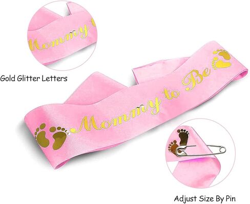 Baby Shower Mom To Be Sash And Tinplate Badge Daddy To Be Combo Kit,Baby Gender Reveal Party Gifts (Light Pink) in Saudi Arabia