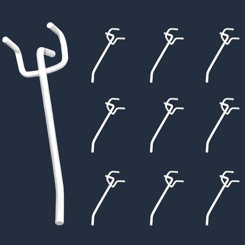 Pegboard Hooks, Hooks for Pegboards with 0.98 inch Hole Spacing, 3.9 inch longth Pegboard Hooks for Hanging Tools (10 Pack, White) in Saudi Arabia