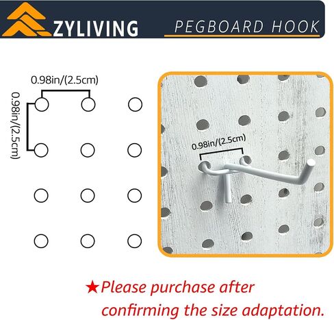 Pegboard Hooks, Hooks for Pegboards with 0.98 inch Hole Spacing, 3.9 inch longth Pegboard Hooks for Hanging Tools (10 Pack, White) in Saudi Arabia