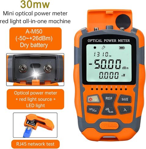 Fiber Optic Tester Portable Fiber Light Power Meter -50~26dB Built-in 10mW Visual Fault Locator (OPM&VFL) with 1pc FC to LC Adapter in Saudi Arabia
