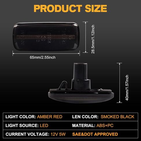 Gempro LED مصابيح علامة جانبية للحاجز المزدوج لـ 2010-2018 دودج رام 2500 3500 مصابيح علامة السرير ذات العجلات الخلفية المزدوجة باللون الأحمر الكهرمان، لين مدخن 4 قطع (لين مدخن) in Saudi Arabia