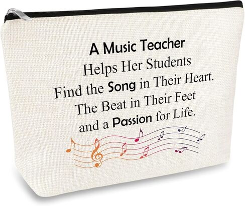 Music Teacher Makeup Bag Gift for Women Music Teacher Appreciation Gift Music Lover Gifts Music Teacher Thank You Gift Retirement Gift Cosmetic Bag Birthday Christmas Graduation Gift for Music Teacher in Kuwait