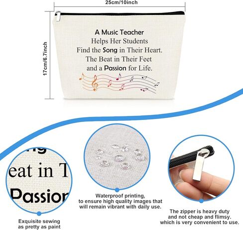 Music Teacher Makeup Bag Gift for Women Music Teacher Appreciation Gift Music Lover Gifts Music Teacher Thank You Gift Retirement Gift Cosmetic Bag Birthday Christmas Graduation Gift for Music Teacher in Kuwait