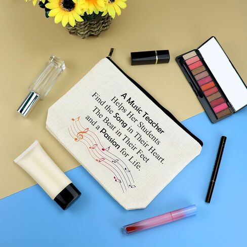 Music Teacher Makeup Bag Gift for Women Music Teacher Appreciation Gift Music Lover Gifts Music Teacher Thank You Gift Retirement Gift Cosmetic Bag Birthday Christmas Graduation Gift for Music Teacher in Kuwait