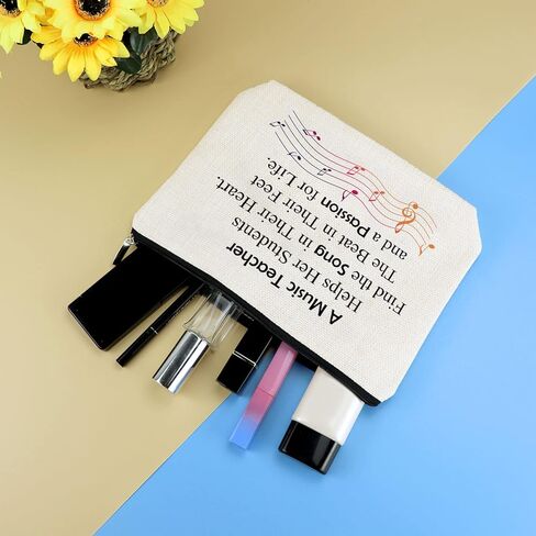 Music Teacher Makeup Bag Gift for Women Music Teacher Appreciation Gift Music Lover Gifts Music Teacher Thank You Gift Retirement Gift Cosmetic Bag Birthday Christmas Graduation Gift for Music Teacher in Kuwait