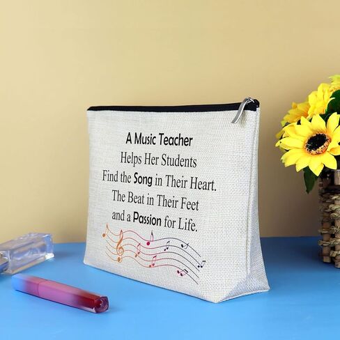 Music Teacher Makeup Bag Gift for Women Music Teacher Appreciation Gift Music Lover Gifts Music Teacher Thank You Gift Retirement Gift Cosmetic Bag Birthday Christmas Graduation Gift for Music Teacher in Kuwait