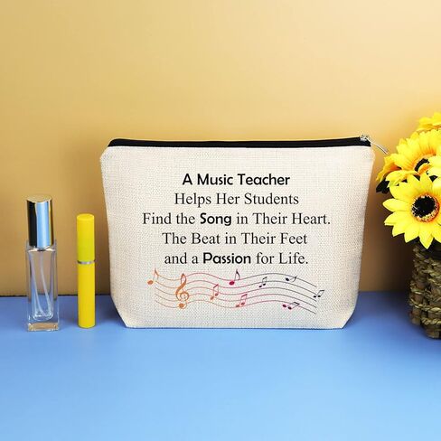 Music Teacher Makeup Bag Gift for Women Music Teacher Appreciation Gift Music Lover Gifts Music Teacher Thank You Gift Retirement Gift Cosmetic Bag Birthday Christmas Graduation Gift for Music Teacher in Kuwait