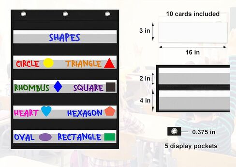 – 17" Wide x 22" Long Pocket Chart for Classroom – Standard Pocket Chart with Write-On Cards – Pocket Chart Organizer for Schedule, Class, Home, Announcements in Saudi Arabia