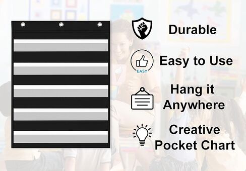 – 17" Wide x 22" Long Pocket Chart for Classroom – Standard Pocket Chart with Write-On Cards – Pocket Chart Organizer for Schedule, Class, Home, Announcements in Saudi Arabia