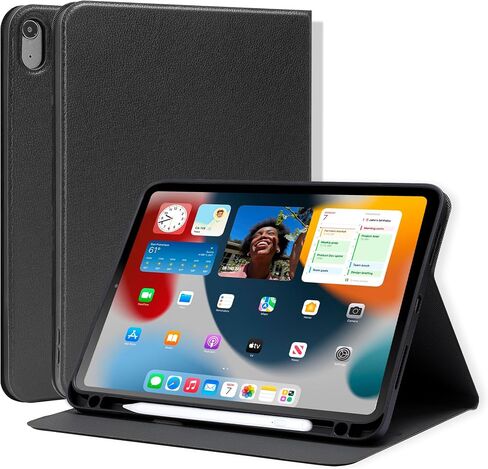 Case for iPad 10th Generation Case 2022, 10th Gen iPad 10.9 inch Case with Pencil Holder, iPad 10 Case for A2696 A2757 A2777 Adjustable Stand iPad Case with Auto Sleep, PU Leather (Black) in Saudi Arabia