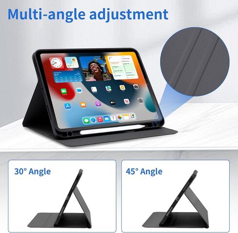 Case for iPad 10th Generation Case 2022, 10th Gen iPad 10.9 inch Case with Pencil Holder, iPad 10 Case for A2696 A2757 A2777 Adjustable Stand iPad Case with Auto Sleep, PU Leather (Black) in Saudi Arabia