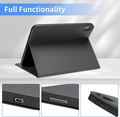 Case for iPad 10th Generation Case 2022, 10th Gen iPad 10.9 inch Case with Pencil Holder, iPad 10 Case for A2696 A2757 A2777 Adjustable Stand iPad Case with Auto Sleep, PU Leather (Black) in Saudi Arabia