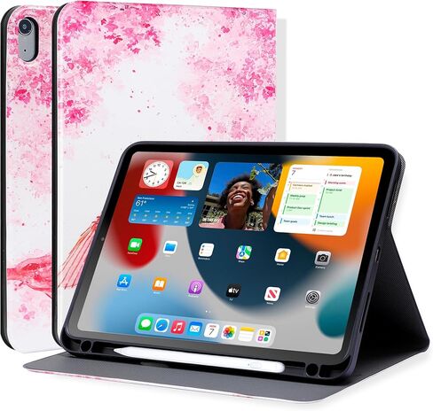 حافظة لجهاز iPad الجيل العاشر 2022، حافظة iPad 10.9 بوصة مع حامل أقلام، حافظة iPad 10 لجهاز A2696 A2757 A2777 حافظة iPad قابلة للتعديل مع خاصية النوم التلقائي، جلد PU (أسود) in Kuwait