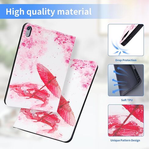 حافظة لجهاز iPad الجيل العاشر 2022، حافظة iPad 10.9 بوصة مع حامل أقلام، حافظة iPad 10 لجهاز A2696 A2757 A2777 حافظة iPad قابلة للتعديل مع خاصية النوم التلقائي، جلد PU (أسود) in Kuwait