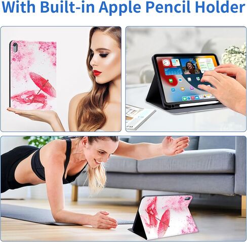 حافظة لجهاز iPad الجيل العاشر 2022، حافظة iPad 10.9 بوصة مع حامل أقلام، حافظة iPad 10 لجهاز A2696 A2757 A2777 حافظة iPad قابلة للتعديل مع خاصية النوم التلقائي، جلد PU (أسود) in Kuwait