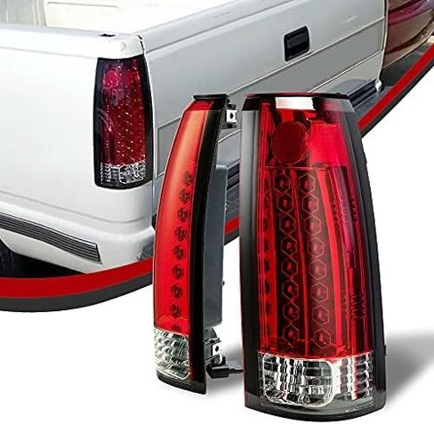 ECOTRIC Taillights Compatible with 1988-1999 Chevy Silverado GMC Sierra Suburban C/K 1500 2500 3500 Pickup W/O Bulbs Pair Red Lens Rear Brake LED Tail Lights in Saudi Arabia