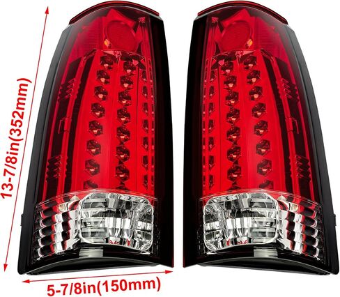 ECOTRIC Taillights Compatible with 1988-1999 Chevy Silverado GMC Sierra Suburban C/K 1500 2500 3500 Pickup W/O Bulbs Pair Red Lens Rear Brake LED Tail Lights in Saudi Arabia