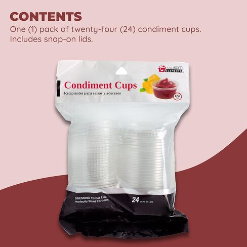 العناصر 4U! أكواب حاوية الصلصة/الصلصة/الجيلو للاستعمال مرة واحدة، بلاستيك شفاف، 2 أونصة، 24 قطعة in Kuwait