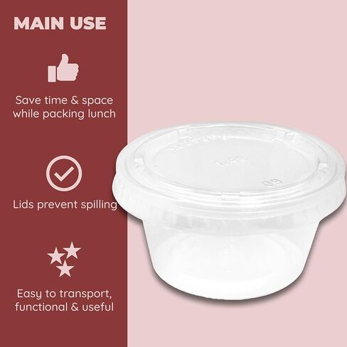 العناصر 4U! أكواب حاوية الصلصة/الصلصة/الجيلو للاستعمال مرة واحدة، بلاستيك شفاف، 2 أونصة، 24 قطعة in Kuwait