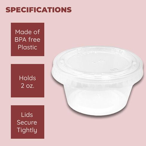 العناصر 4U! أكواب حاوية الصلصة/الصلصة/الجيلو للاستعمال مرة واحدة، بلاستيك شفاف، 2 أونصة، 24 قطعة in Kuwait