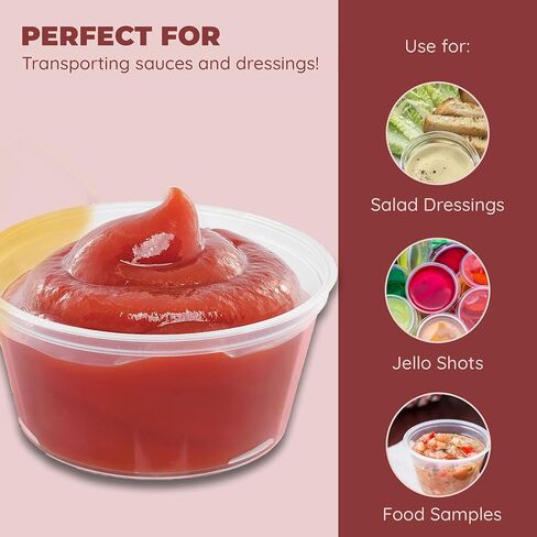 العناصر 4U! أكواب حاوية الصلصة/الصلصة/الجيلو للاستعمال مرة واحدة، بلاستيك شفاف، 2 أونصة، 24 قطعة in Kuwait
