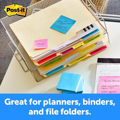 عروات Post-it® المتينة، 2 × 1 1/2 بوصة، ألوان متنوعة، 6 أعلام لكل وسادة، عبوة من 4 وسادات in Saudi Arabia