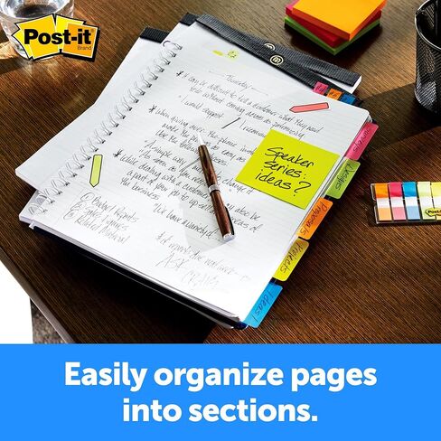 عروات Post-it® المتينة، 2 × 1 1/2 بوصة، ألوان متنوعة، 6 أعلام لكل وسادة، عبوة من 4 وسادات in Saudi Arabia