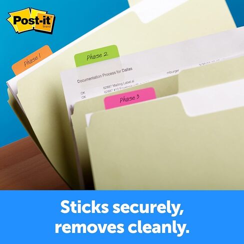 عروات Post-it® المتينة، 2 × 1 1/2 بوصة، ألوان متنوعة، 6 أعلام لكل وسادة، عبوة من 4 وسادات in Saudi Arabia