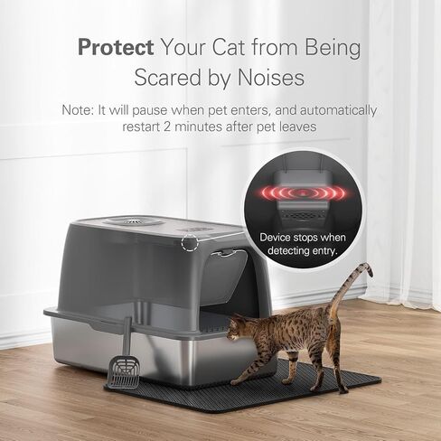 Smart Odor Control Cat Litter Box, Extra Large Stainless Steel Litter Box, Metal Cat Litter Box for Big & Multiple Cats, Non-Sticky, Anti-Leakage, Easy to Clean in Saudi Arabia