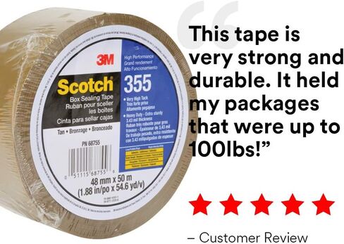 Scotch Box Sealing Tape 355, Clear, 36mm x 50m, Individually Wrapped Conveniently Packaged in Saudi Arabia