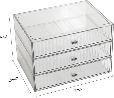 Clear stackable storage drawers 3-tier plastic drawers organizer,Convenient for organizing office supplies, school supplies, stationery, cosmetics(3 Draws) in Saudi Arabia
