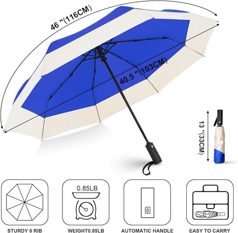 مظلة سفر صغيرة الحجم من LEAGERA - قوس 46 بوصة، مظلة أوتوماتيكية قابلة للطي مظلة جميلة، مظلة محمولة وخفيفة الوزن للمطر والشمس، مظلة هدايا مثالية للنساء in Kuwait