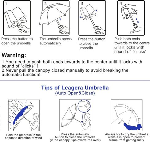 مظلة سفر صغيرة الحجم من LEAGERA - قوس 46 بوصة، مظلة أوتوماتيكية قابلة للطي مظلة جميلة، مظلة محمولة وخفيفة الوزن للمطر والشمس، مظلة هدايا مثالية للنساء in Kuwait