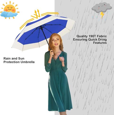 مظلة سفر صغيرة الحجم من LEAGERA - قوس 46 بوصة، مظلة أوتوماتيكية قابلة للطي مظلة جميلة، مظلة محمولة وخفيفة الوزن للمطر والشمس، مظلة هدايا مثالية للنساء in Kuwait