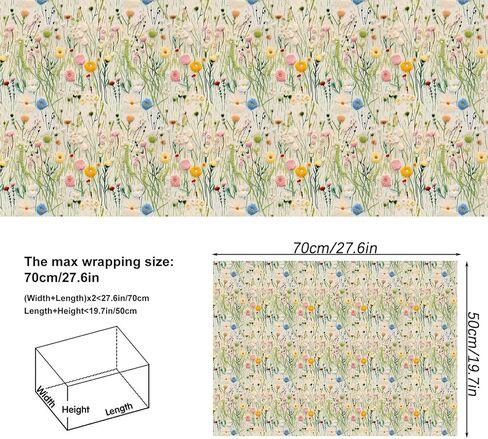 Dtiafu Wildflower Wrapping Paper Vintage Floral Style Gift Wrap Paper Bulk Retro Emobroedery Art Paper for Women Girls Birthday Wedding Baby Shower, 20 X 28 Inch, Folded Flat (6 Sheet Recyclable) in Kuwait
