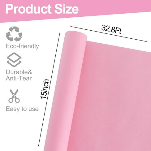 beishida ورق التغليف الوردي الداكن، 15 "× 32ft كرافت ورق التغليف لفة هدية التفاف ورق ورق زهرة التفاف ورق لتغليف عيد ميلاد عيد الميلاد عيد الأم الزفاف عيد الحب تغليف الهدايا in Kuwait