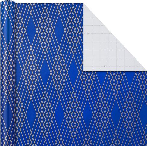 Hallmark All Occasion Wrapping Paper Bundle with Cut Lines on Reverse - Navy and Gold (3-Pack: 105 sq. ft. ttl.) for Birthdays, Weddings, Valentine's Day, Graduations, Engagements, Bridal Showers and More in Saudi Arabia